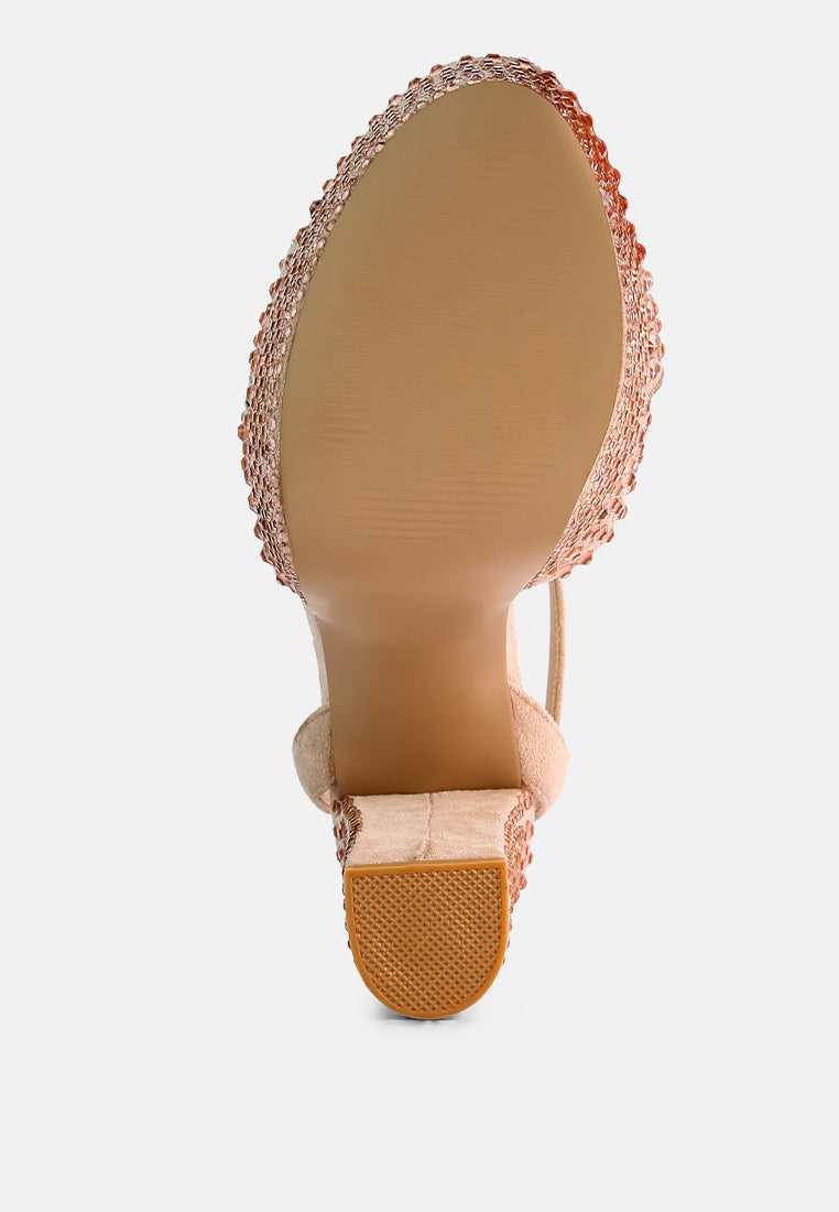 Bellini Heat-Set Diamante High Block Heel Sandals from London Rag International