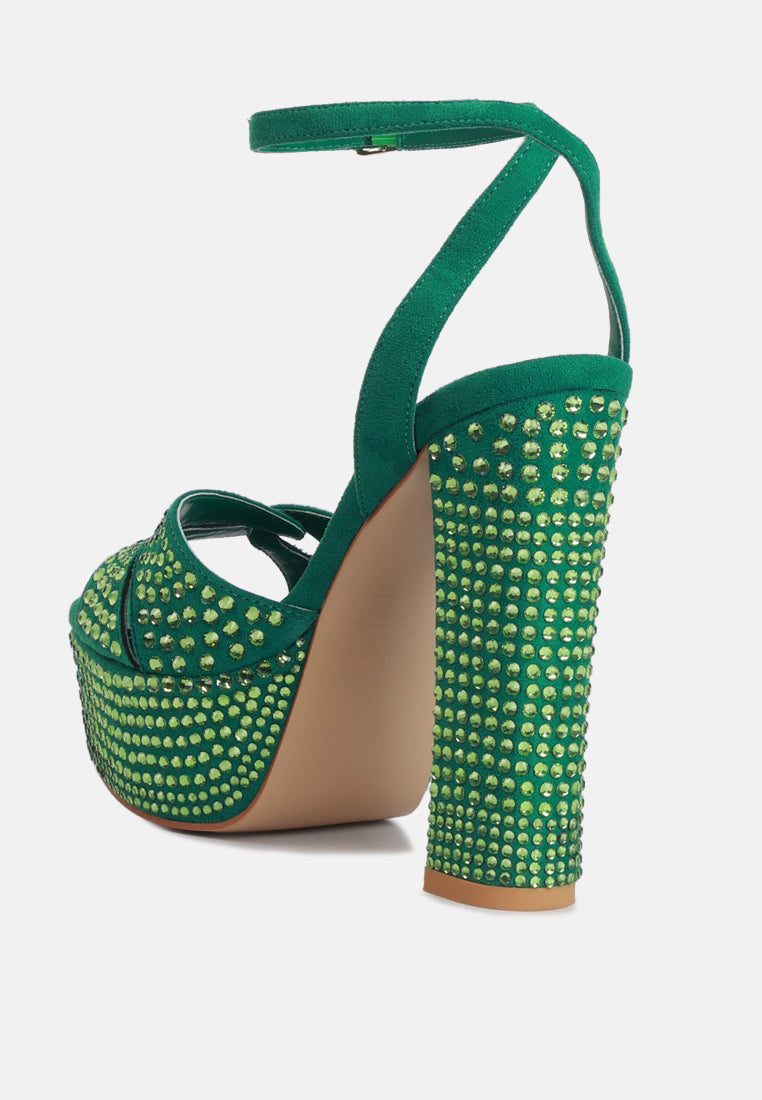 Bellini Heat-Set Diamante High Block Heel Sandals from London Rag International