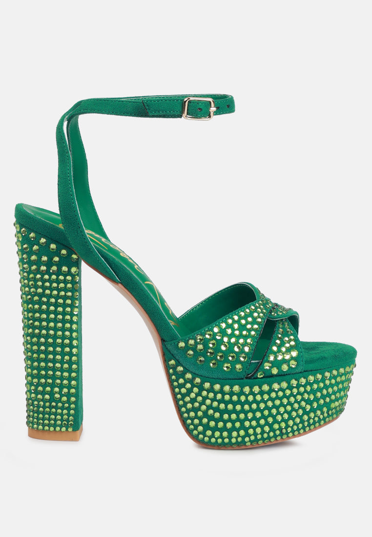 Bellini Heat-Set Diamante High Block Heel Sandals from London Rag International