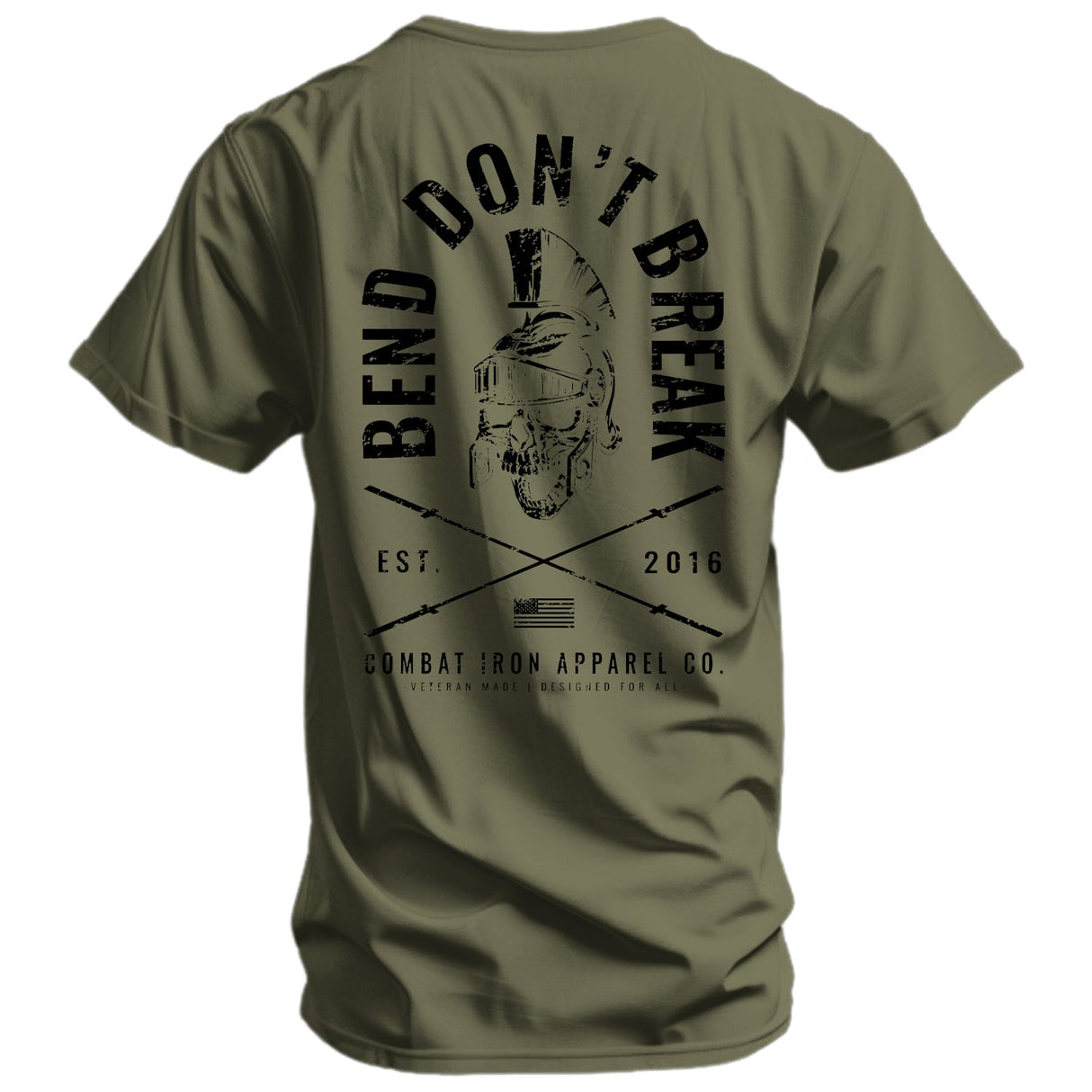 Bend Don't Break Barbell Skull Men's T-Shirt From Combat Iron Apparel