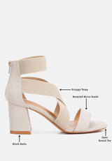 Benicia Elastic Strappy Block Heel Sandals from London Rag International