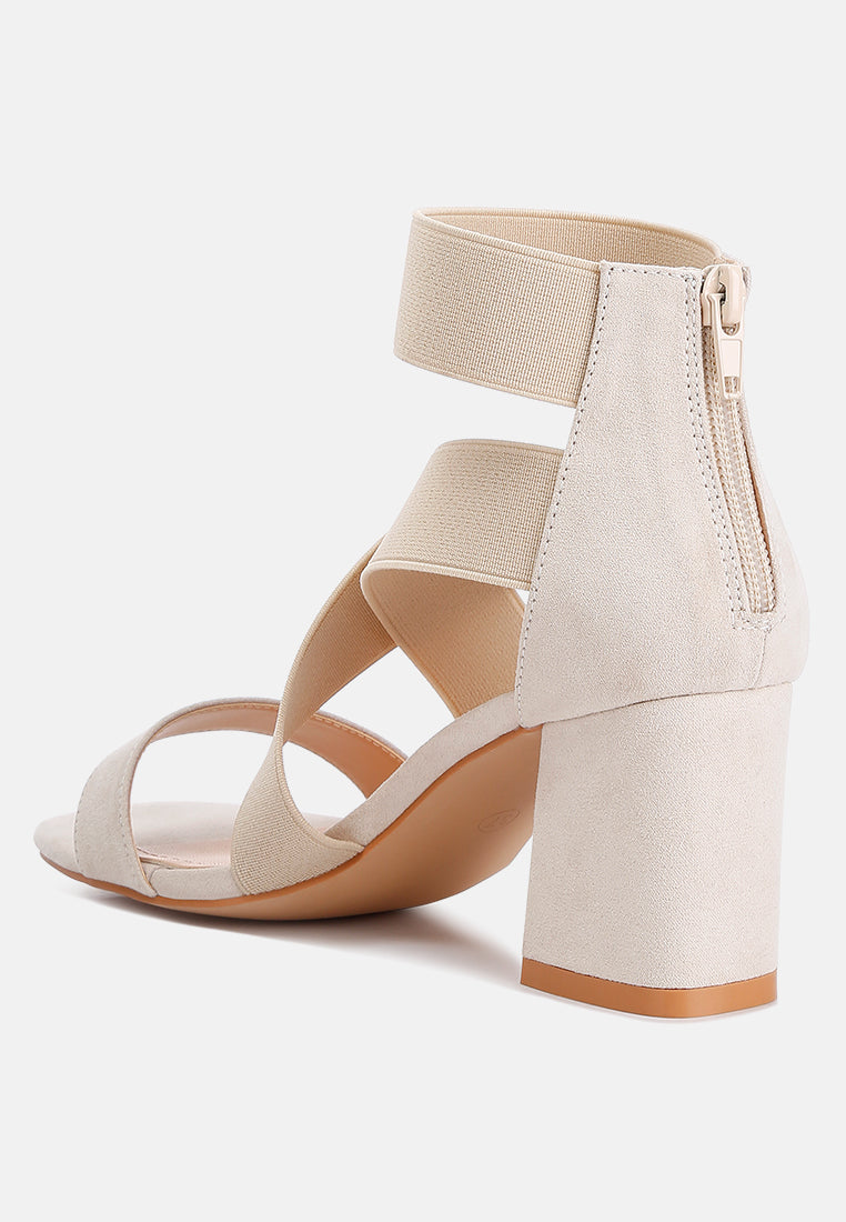 Benicia Elastic Strappy Block Heel Sandals from London Rag International
