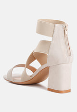 Benicia Elastic Strappy Block Heel Sandals from London Rag International