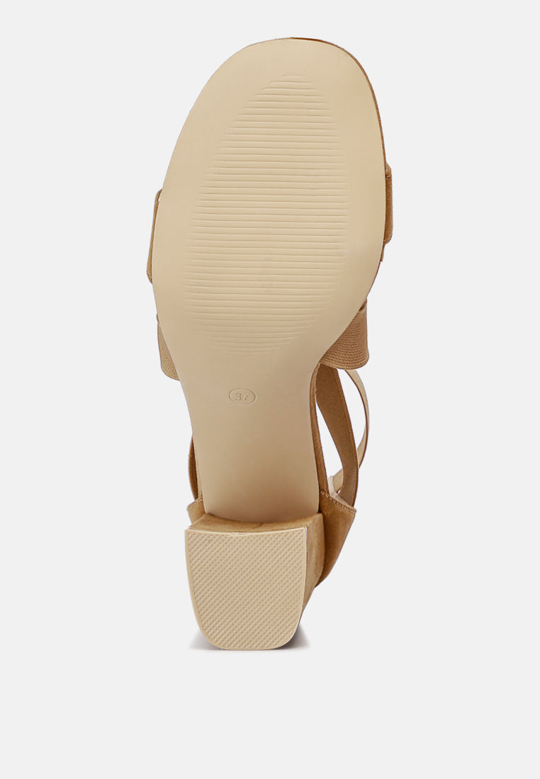 Benicia Elastic Strappy Block Heel Sandals from London Rag International