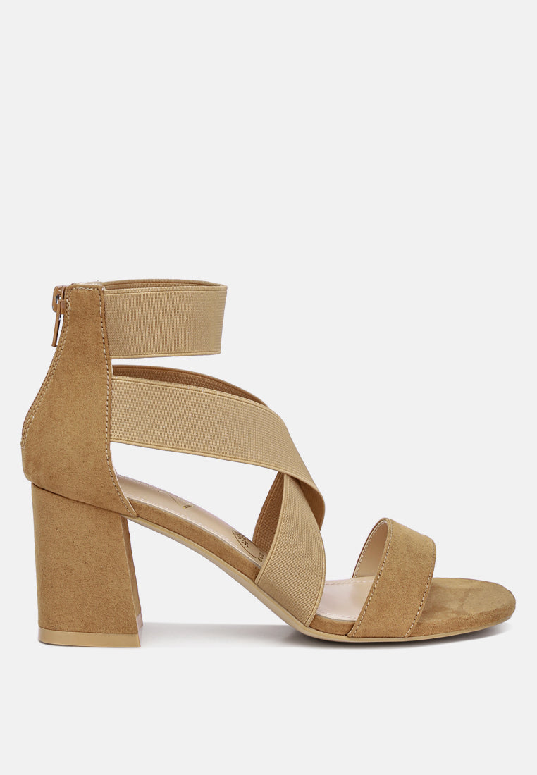 Benicia Elastic Strappy Block Heel Sandals from London Rag International