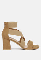 Benicia Elastic Strappy Block Heel Sandals from London Rag International
