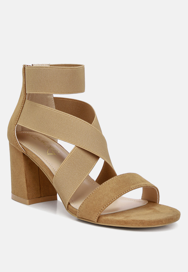 Benicia Elastic Strappy Block Heel Sandals from London Rag International