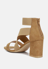 Benicia Elastic Strappy Block Heel Sandals from London Rag International