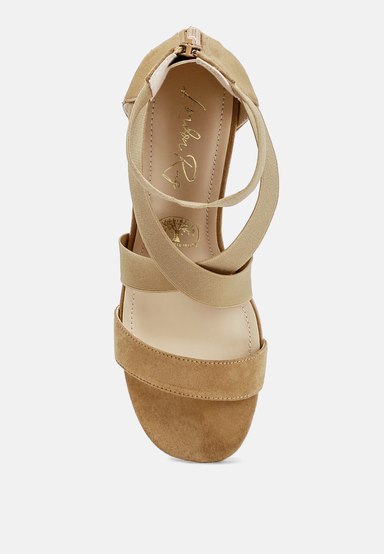 Benicia Elastic Strappy Block Heel Sandals from London Rag International