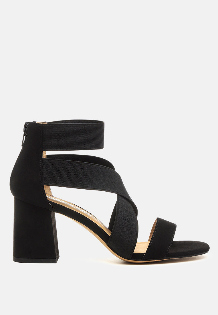 Benicia Elastic Strappy Block Heel Sandals from London Rag International