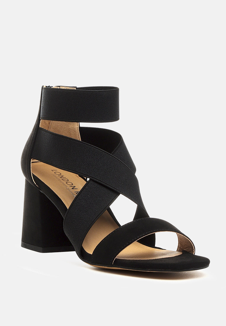 Benicia Elastic Strappy Block Heel Sandals from London Rag International