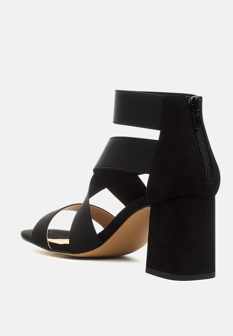 Benicia Elastic Strappy Block Heel Sandals from London Rag International