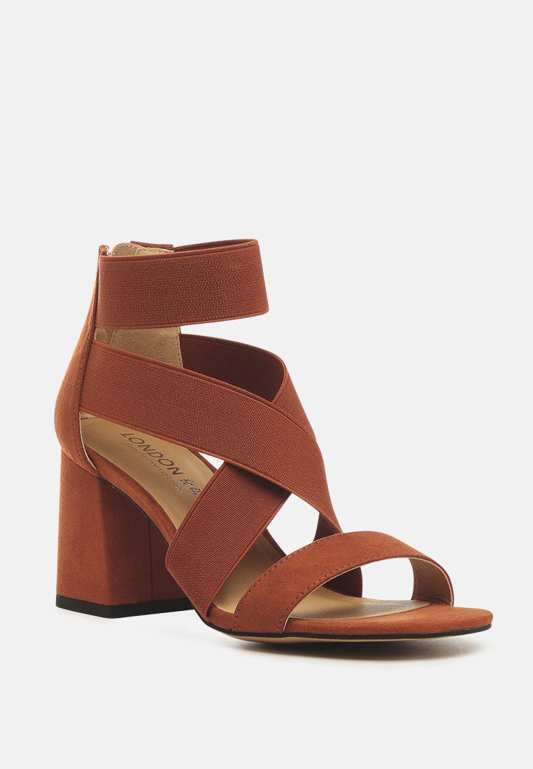 Benicia Elastic Strappy Block Heel Sandals from London Rag International