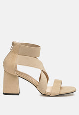 Benicia Elastic Strappy Block Heel Sandals from London Rag International