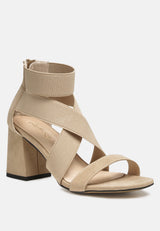 Benicia Elastic Strappy Block Heel Sandals from London Rag International