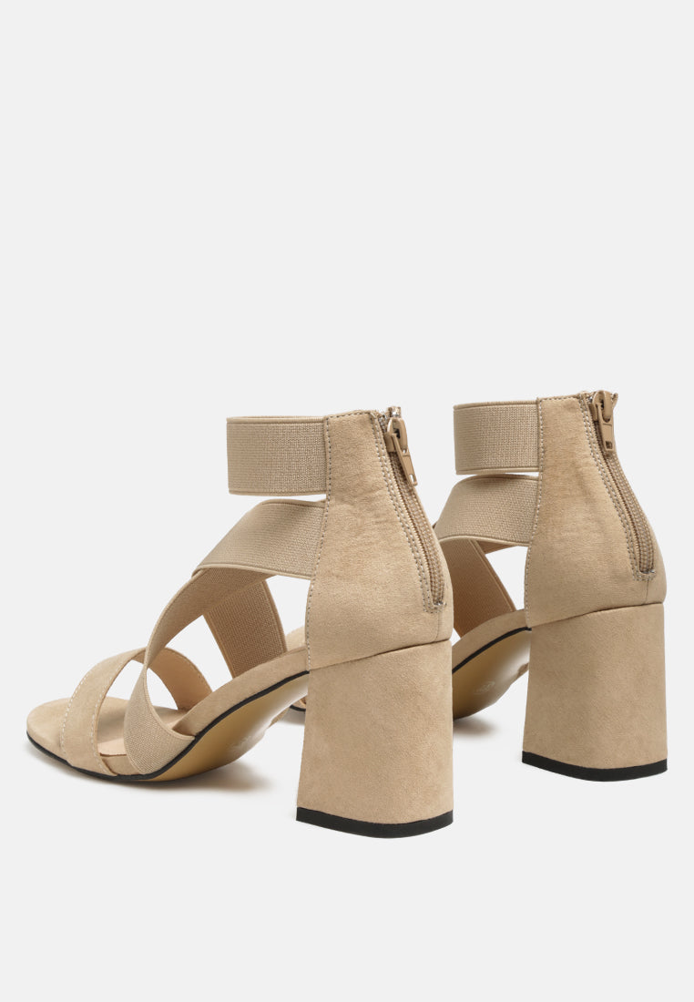 Benicia Elastic Strappy Block Heel Sandals from London Rag International