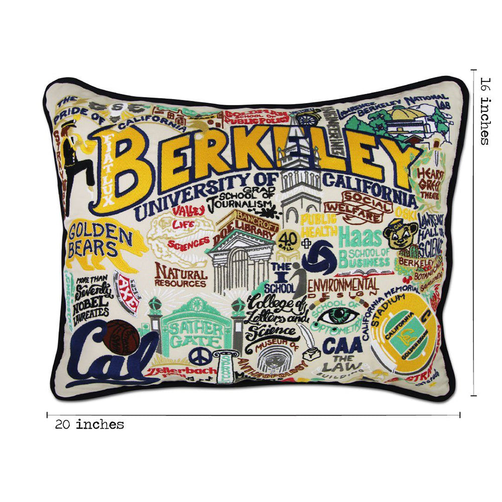 Berkeley, UC (Cal) Collegiate Embroidered Pillow by Cat Studio from Quirks!
