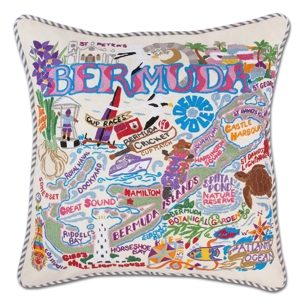 Bermuda Hand-Embroidered Pillow from Quirks!