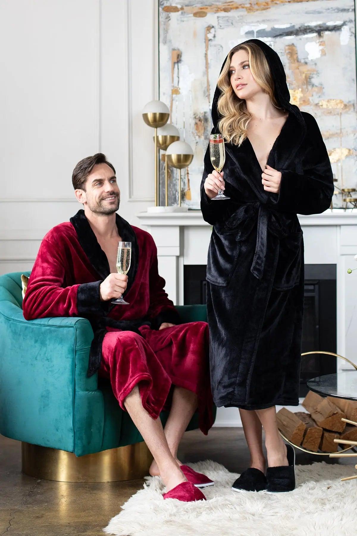 Fleece Bathrobe With Shawl Collar for Men From Lotus Linen