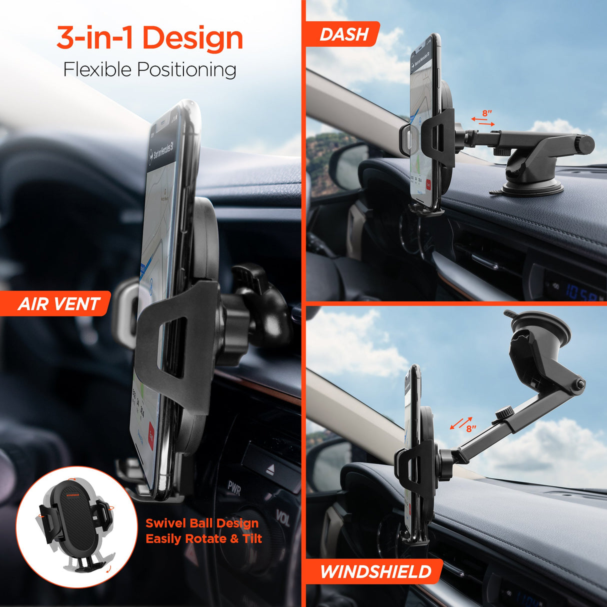 HyperGear 3-in-1 Phone Mount Kit Black (15289-HYP) from Jupiter Gear Home