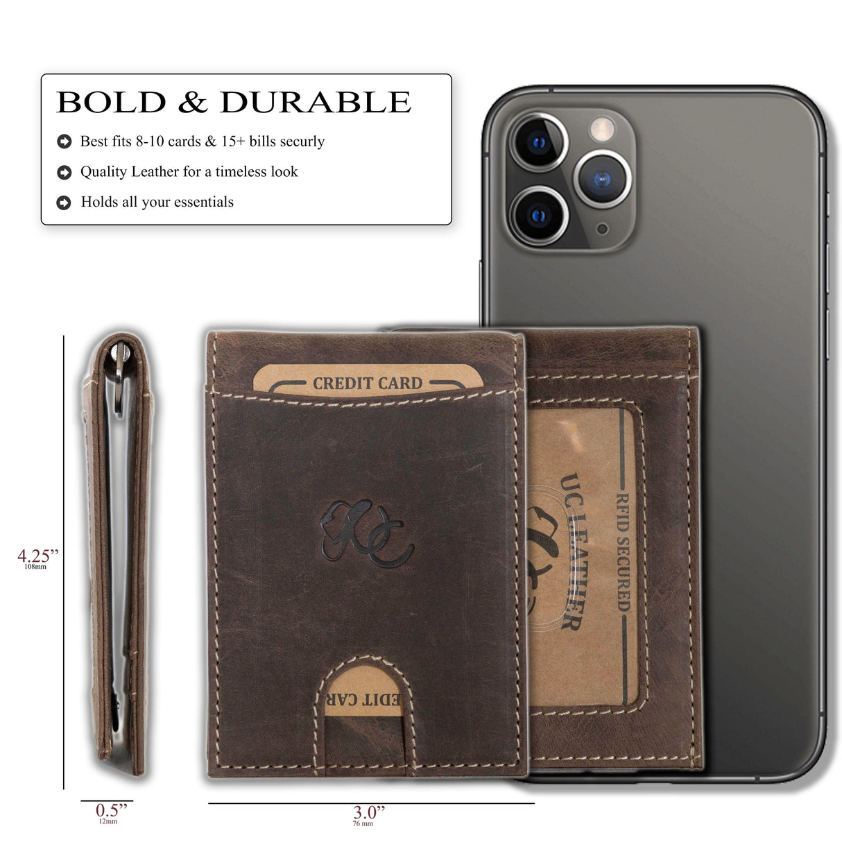 Leather Money Clip Bifold from UC Leather Company