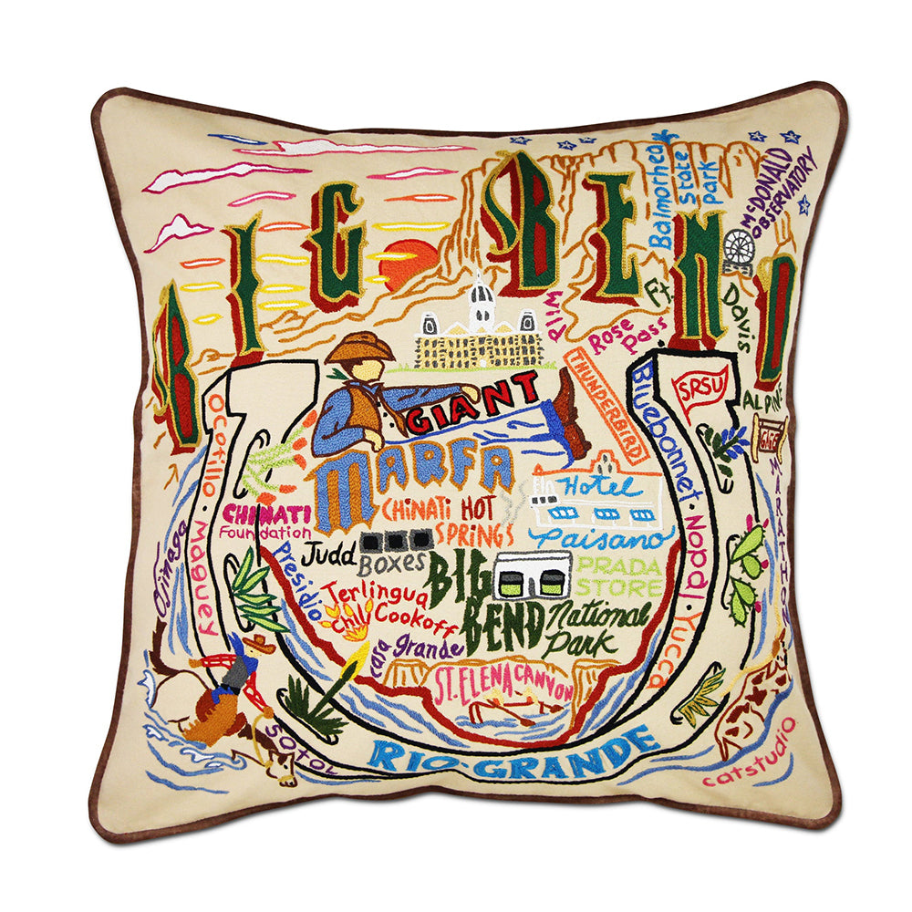 Big Bend Hand-Embroidered Pillow from Quirks!
