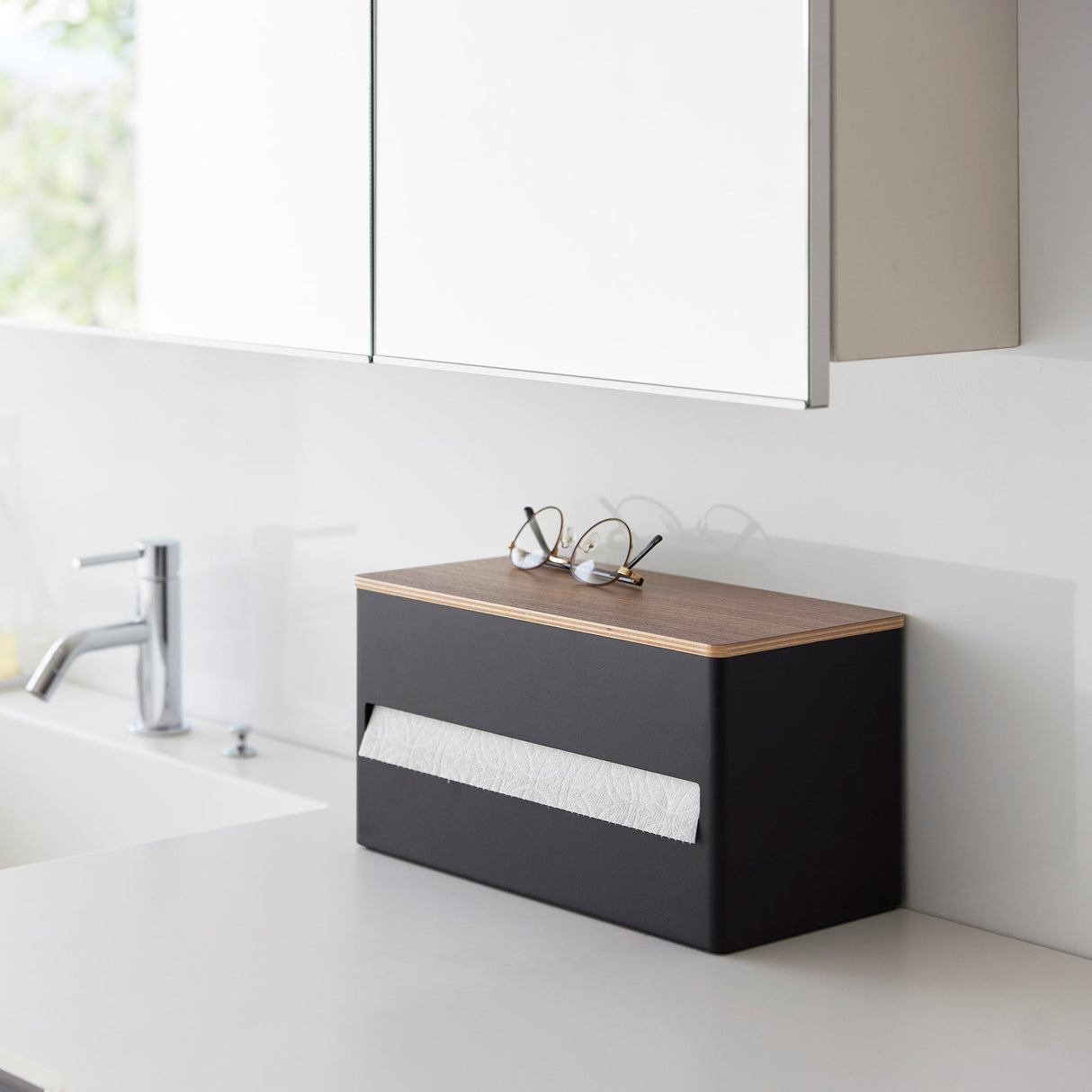 Paper Towel Dispenser - Steel + Wood from Yamazaki Home