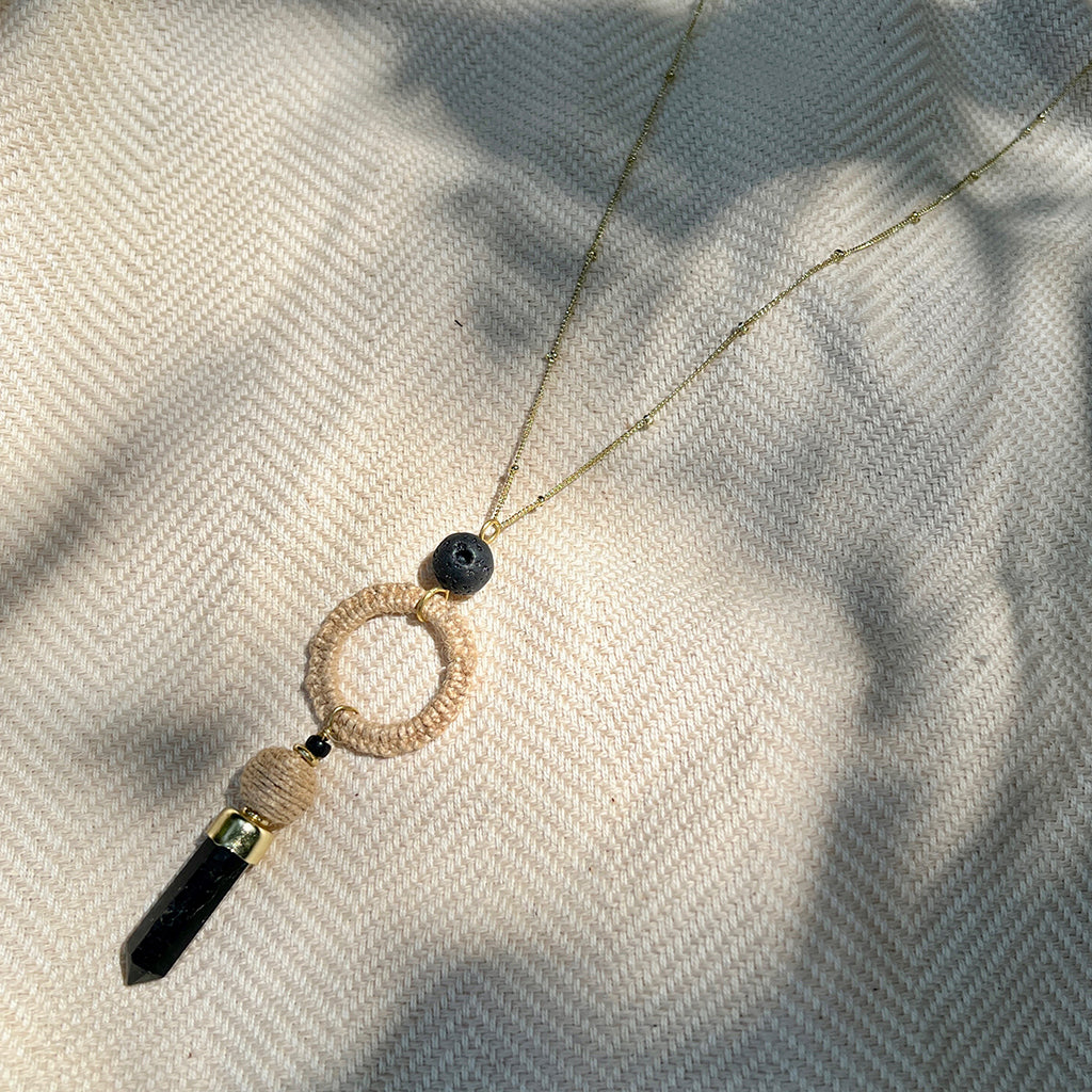 Black Agate Jute Necklace from SLATE + SALT