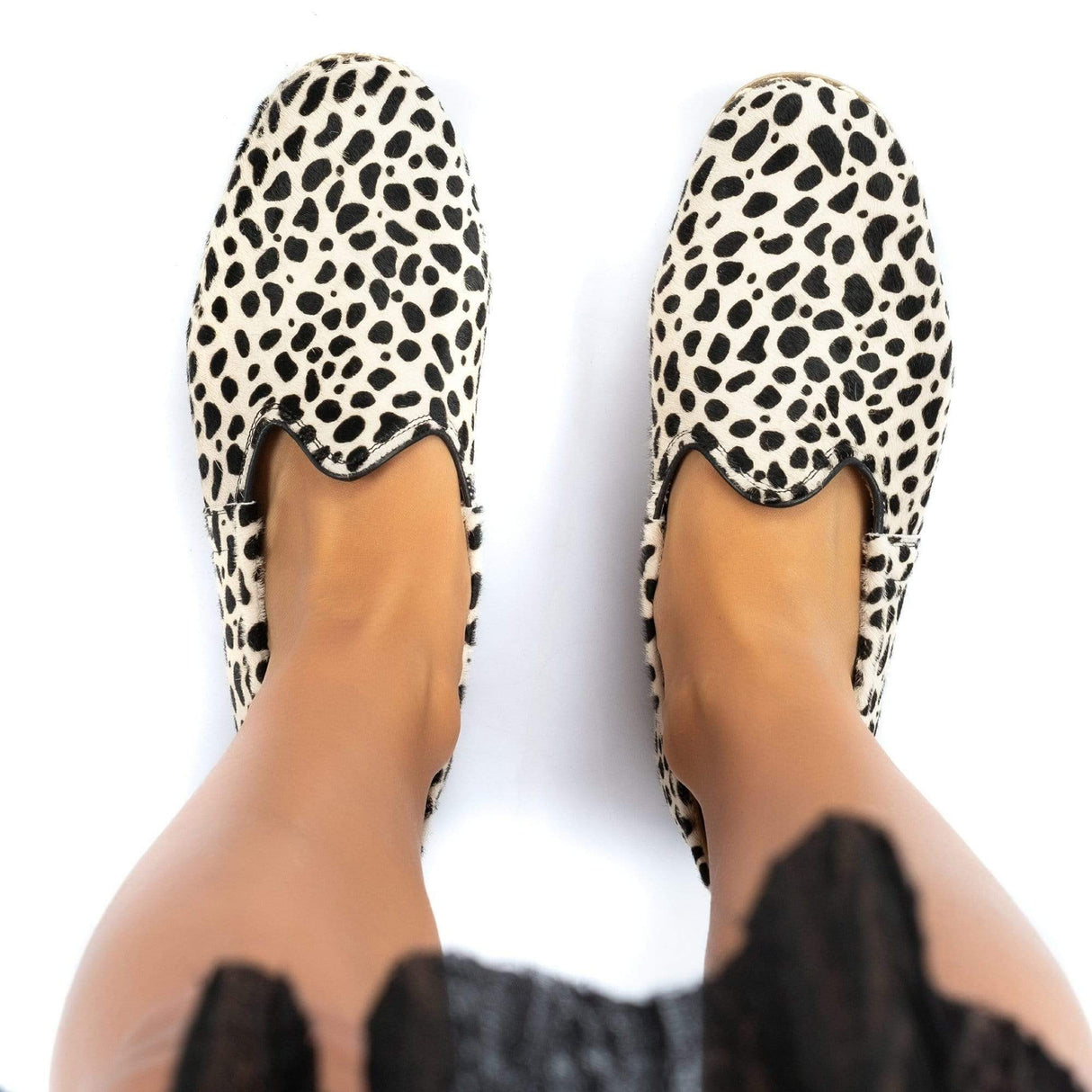 Women's Black Dots Slip On Shoes from Atlantis Handmade Shoes