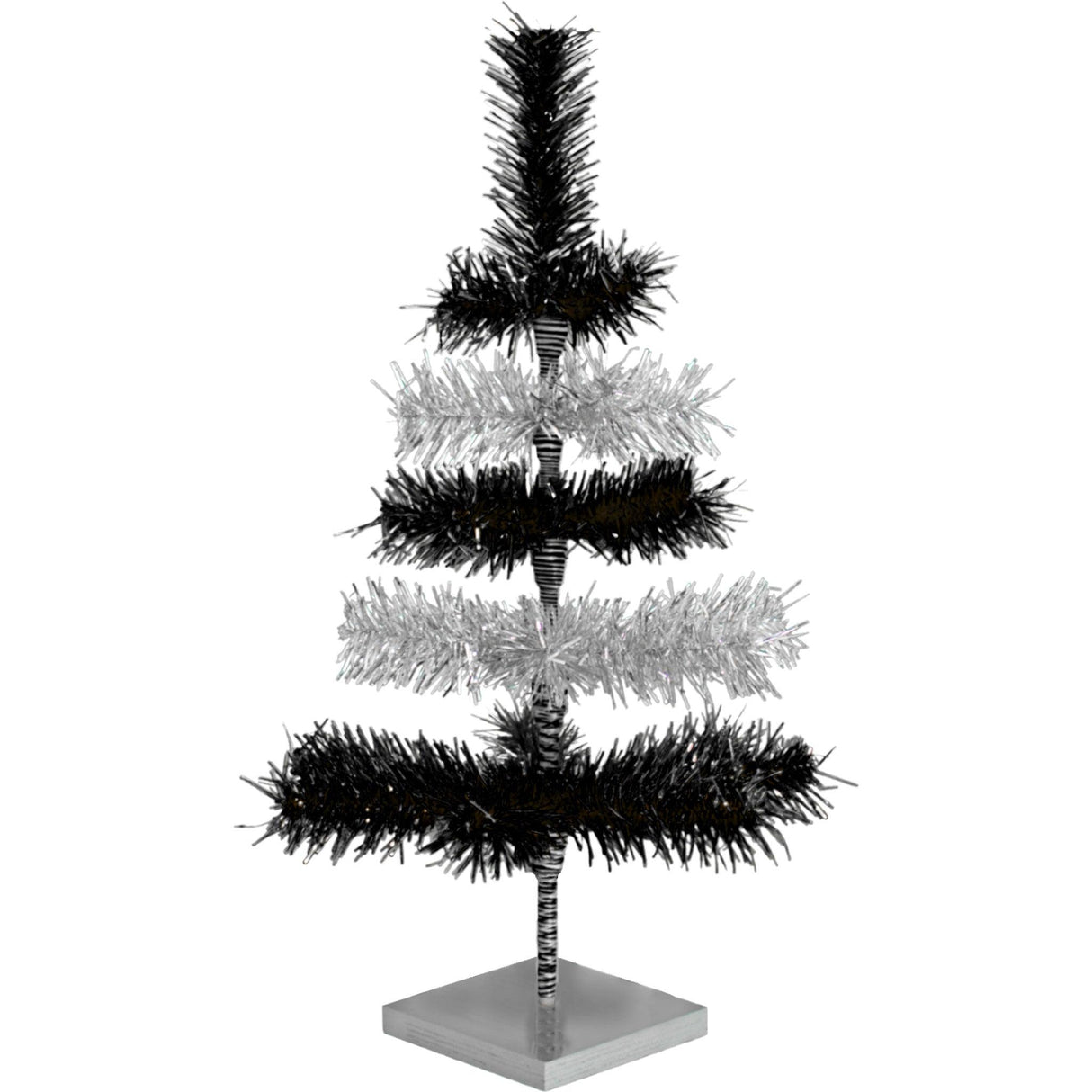 Black & Silver Layered Tinsel Christmas Tree from Lee Display
