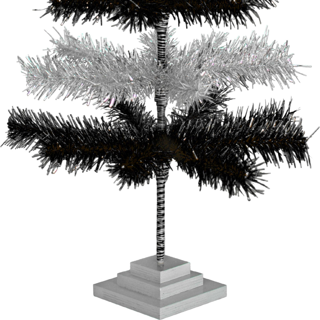 Black & Silver Layered Tinsel Christmas Tree from Lee Display