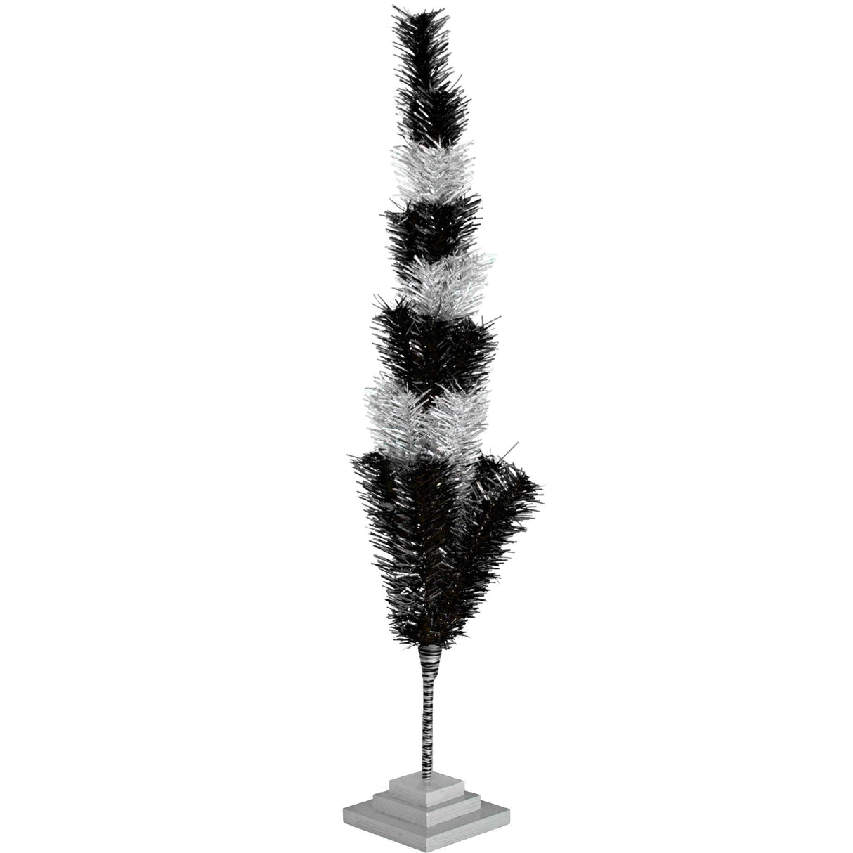 Black & Silver Layered Tinsel Christmas Tree from Lee Display