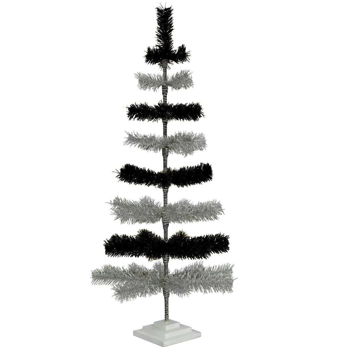 Black & Silver Layered Tinsel Christmas Tree from Lee Display