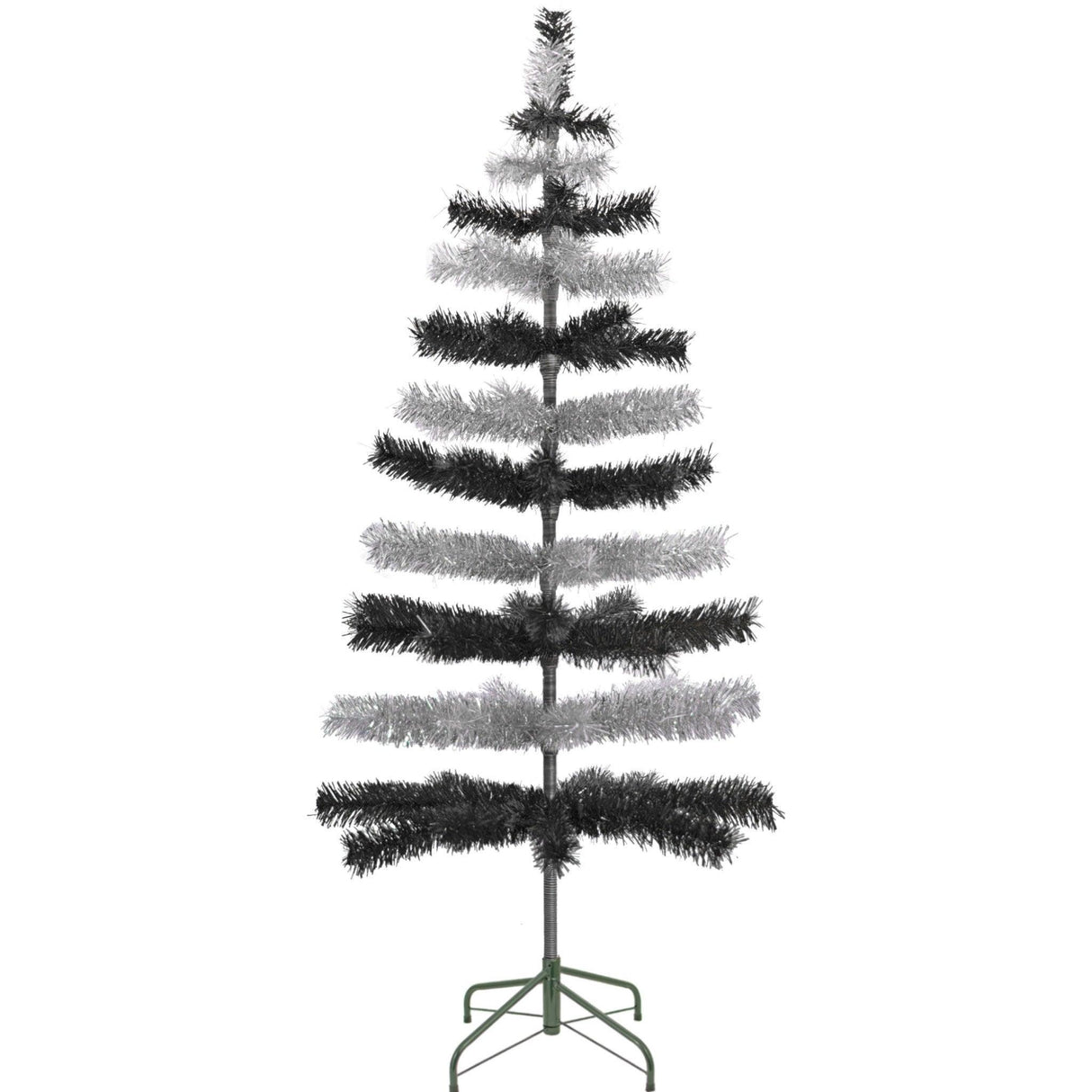 Black & Silver Layered Tinsel Christmas Tree from Lee Display