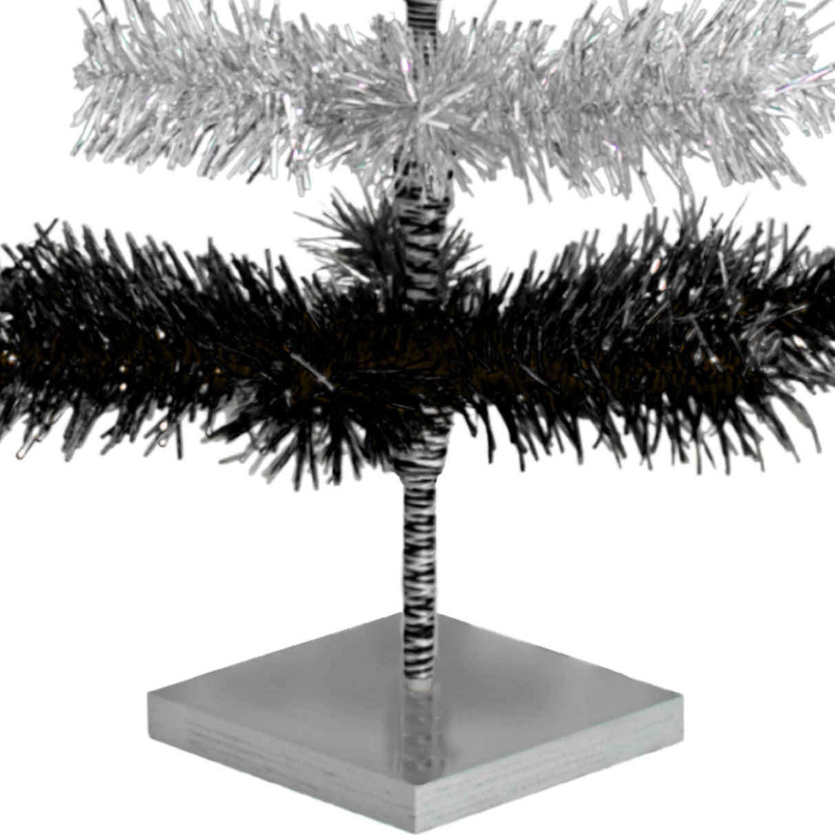Black & Silver Layered Tinsel Christmas Tree from Lee Display