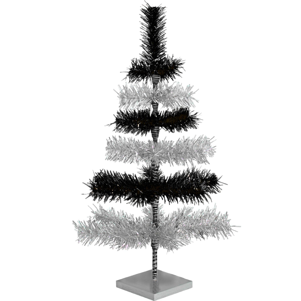 Black & Silver Layered Tinsel Christmas Tree from Lee Display