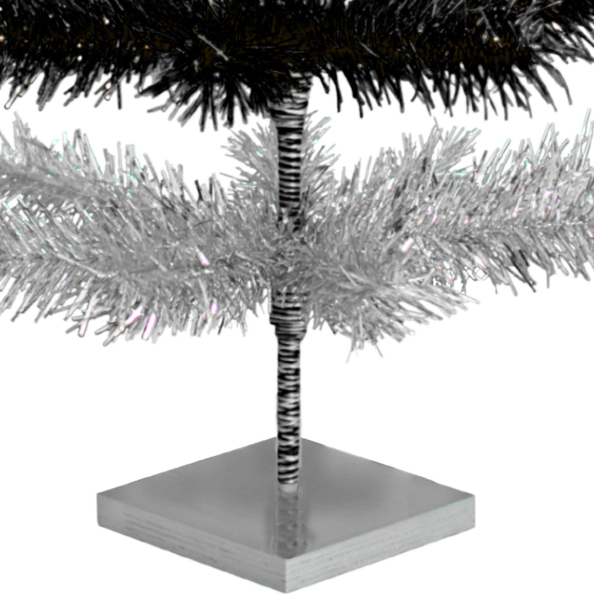 Black & Silver Layered Tinsel Christmas Tree from Lee Display