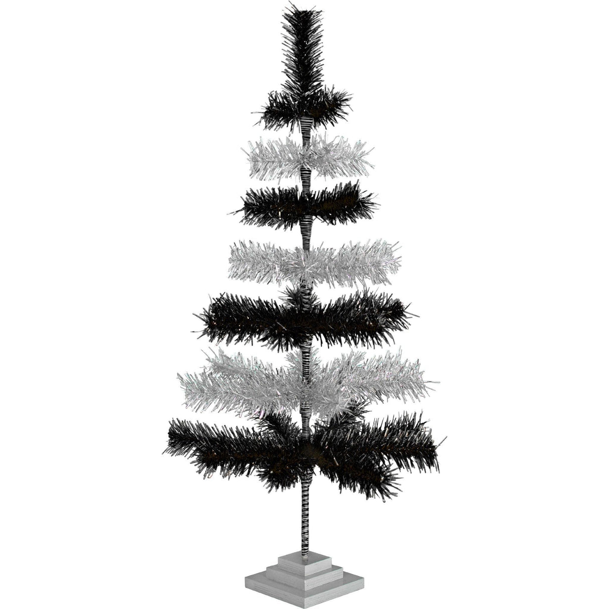 Black & Silver Layered Tinsel Christmas Tree from Lee Display