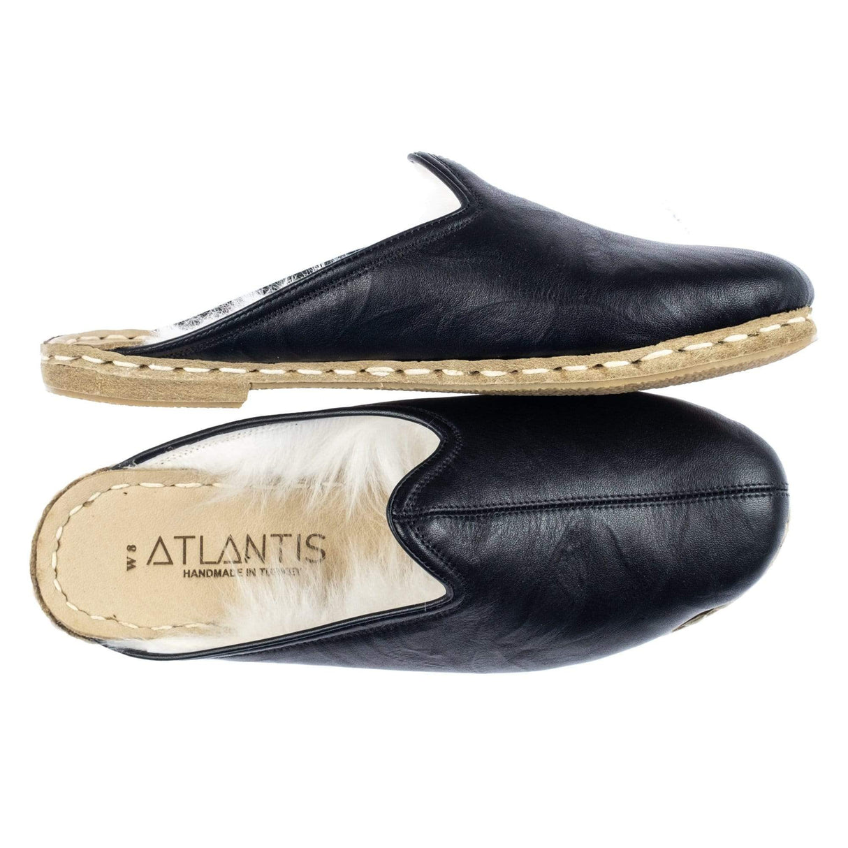 Women's Black Slipper Shearlings from Atlantis Handmade Shoes