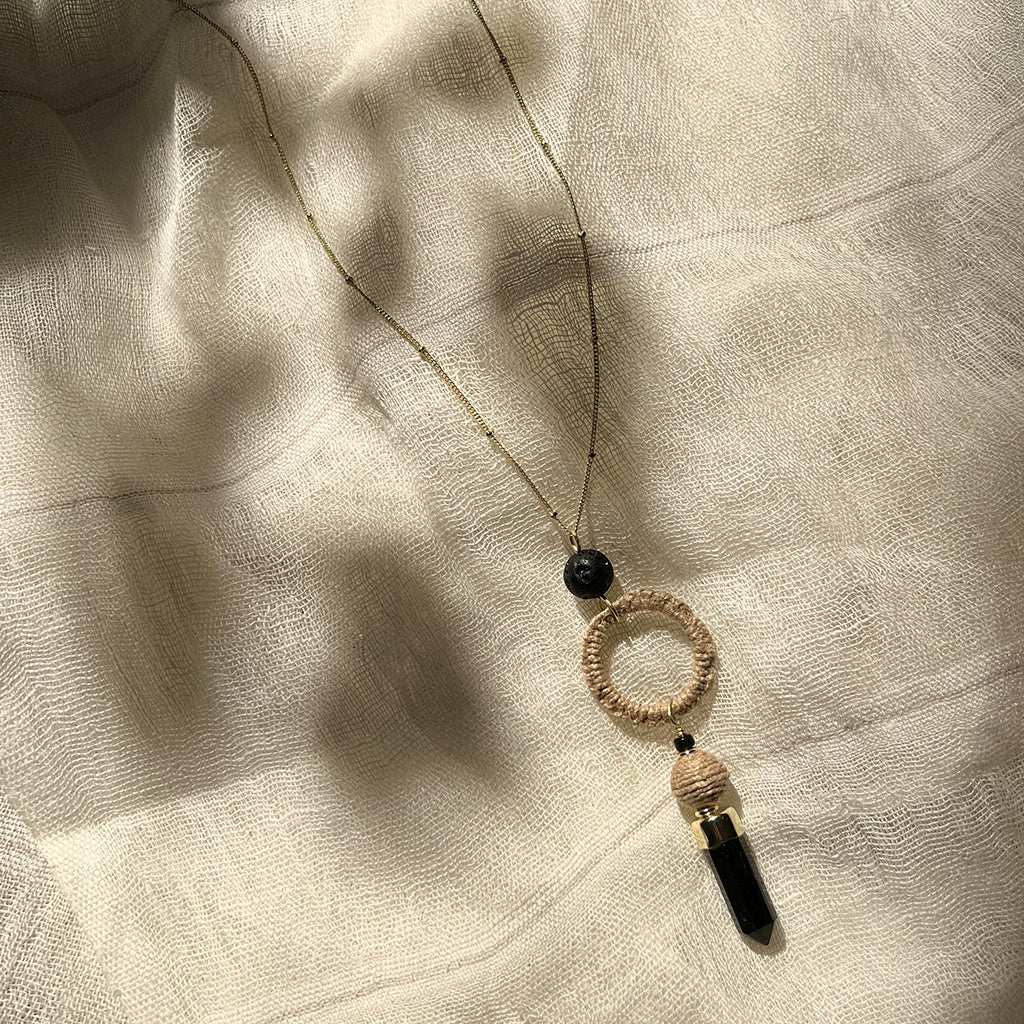 Black Agate Jute Necklace from SLATE + SALT