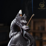 Black Ceramic Dragon Backflow Incense Burner from incenseocean