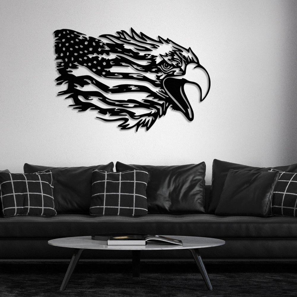 American Bald Eagle Wall Art with Distressed US Flag-Indepence Day Gift from VITAHOME DESIGN LLC
