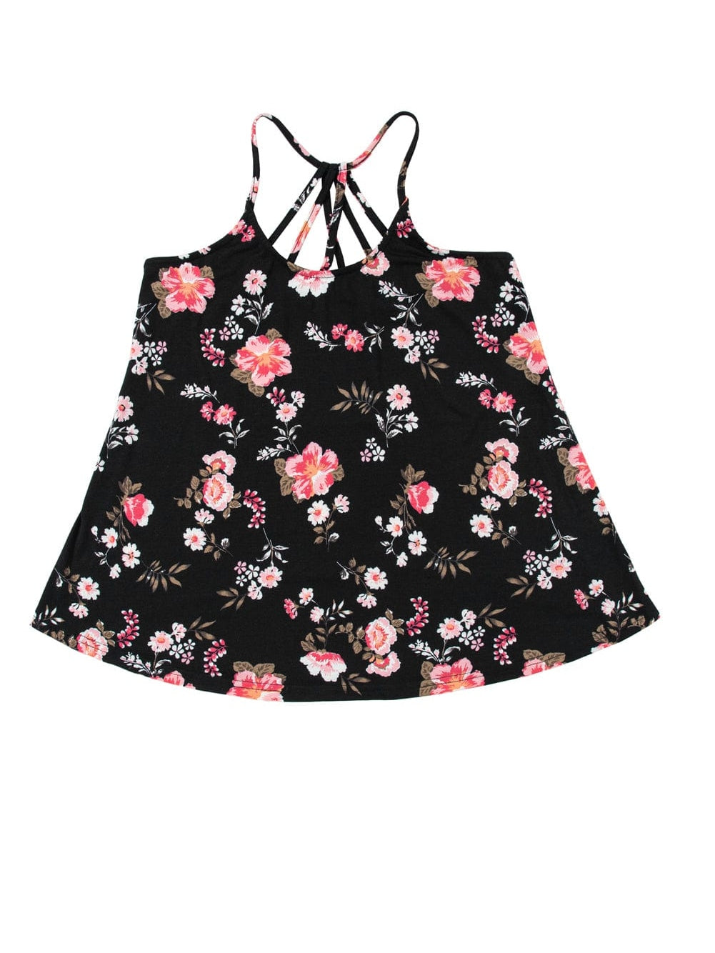 Black Floral Strappy Back Tank Top From MsDressly