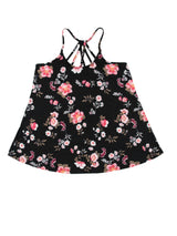 Black Floral Strappy Back Tank Top From MsDressly