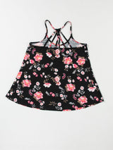 Black Floral Strappy Back Tank Top From MsDressly