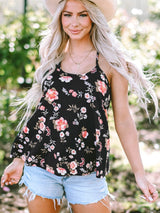 Black Floral Strappy Back Tank Top From MsDressly
