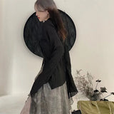 Black Gothic Irregular Shirt – Dark Aesthetic Grunge Blouse From Kawaii Stop