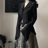 Black Gothic Irregular Shirt – Dark Aesthetic Grunge Blouse From Kawaii Stop