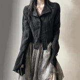 Black Gothic Irregular Shirt – Dark Aesthetic Grunge Blouse From Kawaii Stop