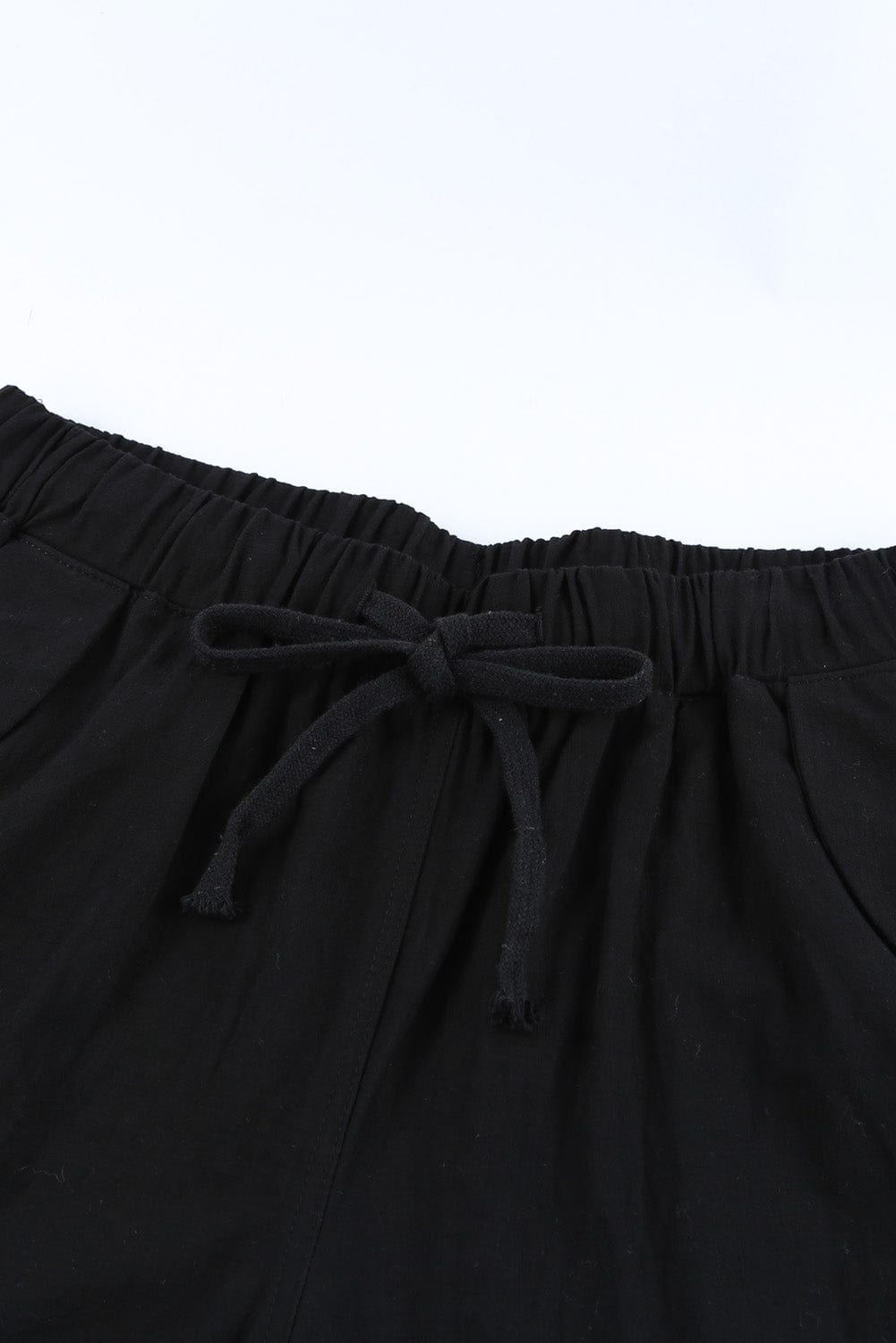 Black Linen Drawstring Shorts from MsDressly